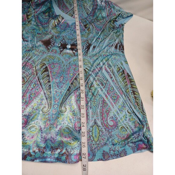 Unity World Wear Women's Bohemian Top M Boho Tribal V-Neck Embellished Blouse - Picture 7 of 10